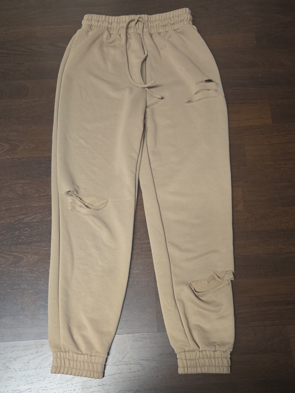 SHEIN Men's Distressed Drawstring Joggers - Tan